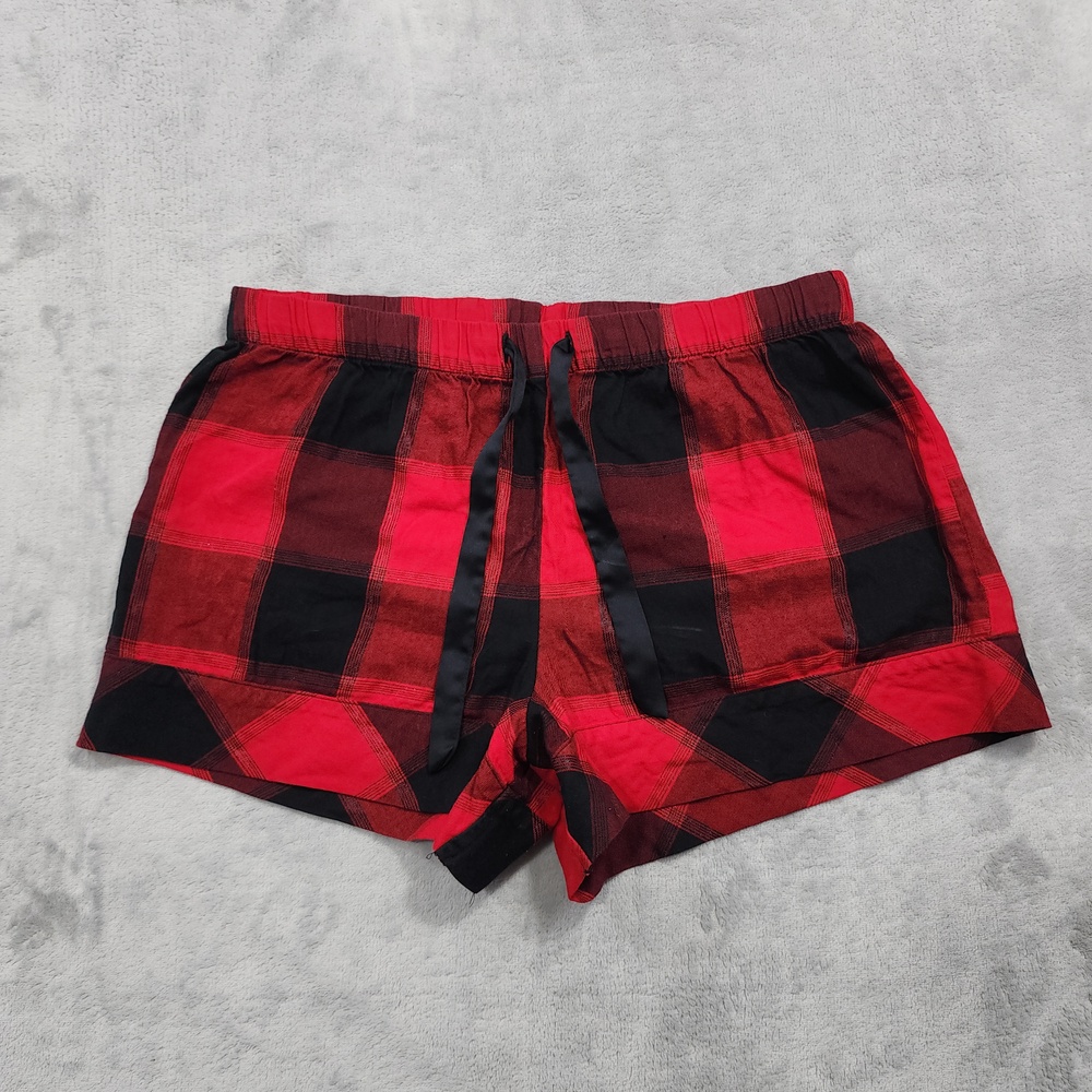 Victoria's Secret Shorts Womens S Red Plaid Flannel Lounge Sleep Pajama Cozy